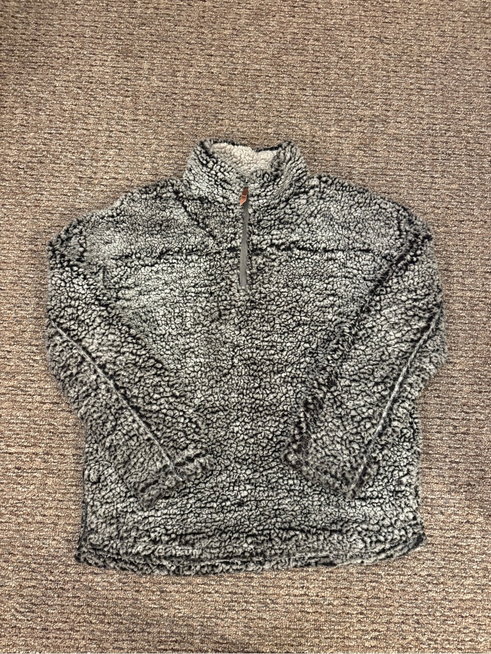Thread & Supply Women's Gray Teddy Sherpa Quarter-Zip Jacket